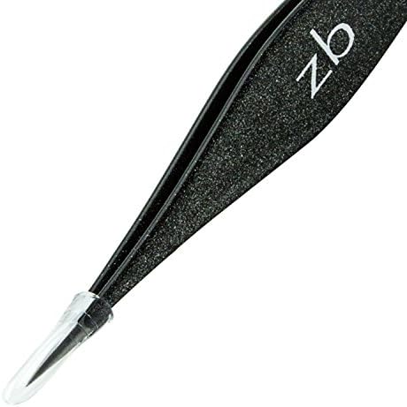 Ingrown Hair Tweezers by Zizzili Basics - Surgical Grade Stainless Steel Fine Pointed Tweezers - Precision Aligned Tips for Splinter, Eyebrow & Facial Hair Removal - with Bonus Tip Guard & Carry Pouch