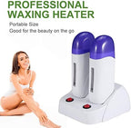 Mini Depilatory Wax Heater, Portable Cartridge Wax Depilatory Roller Warmer Heater Waxing Body Hair Removal Machine(Double Waxing Heaters)