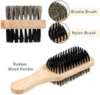 Double Sided Brush for Men, Double Sided Beard Brush with Rubber Wood Handle Lmitation Bristle Firm and Soft Sides Men Hair Brushes Hair Beand Grooming Tool for Thick Coarse