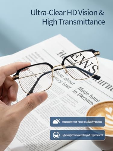 Frameless Smart Zoom Reading Glasses for Men & Women, Auto Focus Distance Near Progressive Multi-focus HD Vision