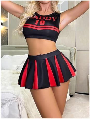 SHENHE Women's Cheerleader Costume Football Lingerie Outfits Uniform Cosplay Lingerie Set