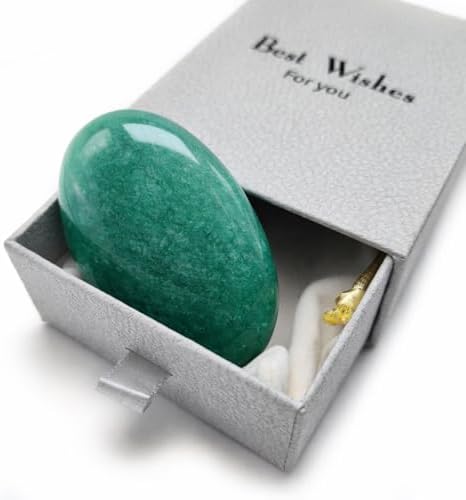 2.4" Green Aventurine Palm Stone for Anxiety Relief, Healing Crystal for Meditation & Stress Relief, Polished Pocket Stone with Gift Box