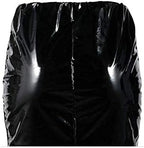 Springcmy Women Neon Leather Bodycon Mini Skirt Skirts Sexy Shiny Liquid Metallic Wet Look Latex Skirt