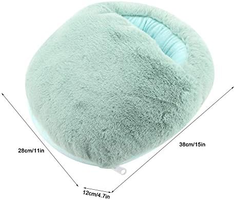 Aramox Electric Foot Warmer Cushion Plush Fabric Heating Pad,5V Voltage Portable Foot Heating Device for Home Office Use with Removable Cover Temperature Control (Light Blue)