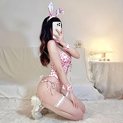 SNOMYRS Sexy Cosplay Bunny Costume Anime Pink Rabbit Role Playing Lingerie For Women Bodysuit Bunny Suit With Rabbit Ears