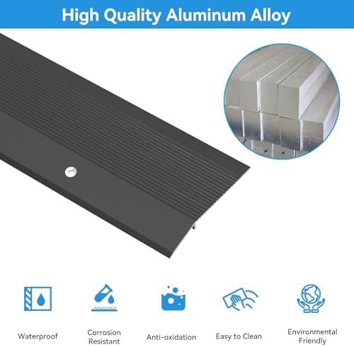 Floor Transition Strip, Aluminum Transition Strips for Doorway Door Threshold Strip Carpet Transition Strip Threshold Ramps for Doorways with 3M Adhesive Backing and Screws
