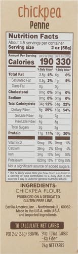 Barilla Chickpea Penne Pasta, 8.8 oz - Vegan, Gluten Free, Non GMO & Kosher - Made with Plant Based Protein (Pack of 2)