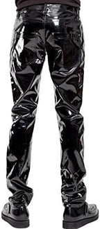Men`s Patent Leather Pants Punk Style Skinny Tight Straight Pants Night Club Trousers