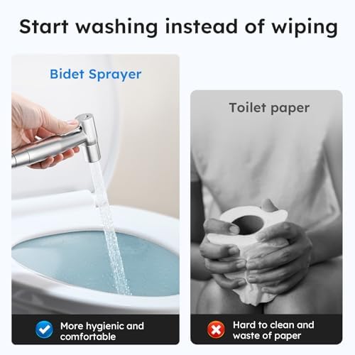 Arofa Handheld Toilet Bidet Sprayer for Toilet-Adjustable Water Pressure Control with Bidet Hose for Feminine Wash, Stainless Steel Brushed Nickel Bidet Faucet Cloth Diaper for Baby Wash