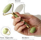 BAIMEI IcyMe Jade Face Roller & Gua Sha, Facial Beauty Skin Care Tools, Self Care Gift for Men Women, Massager for Face, Eyes, Neck, Relieve Fine Lines and Wrinkles - Green