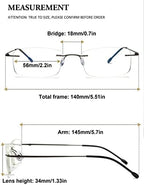 Lanomi Rimless Reading Glasses Blue Light Blocking Ultralight Metal Men Rectangular Reader Aid Anti Blue Eyeglasses