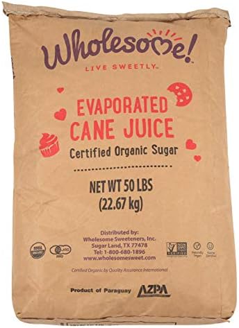 Wholesome Organic Cane Sugar, Non GMO & Gluten Free, 50 Pound (Pack of 1), (Packaging May Vary)