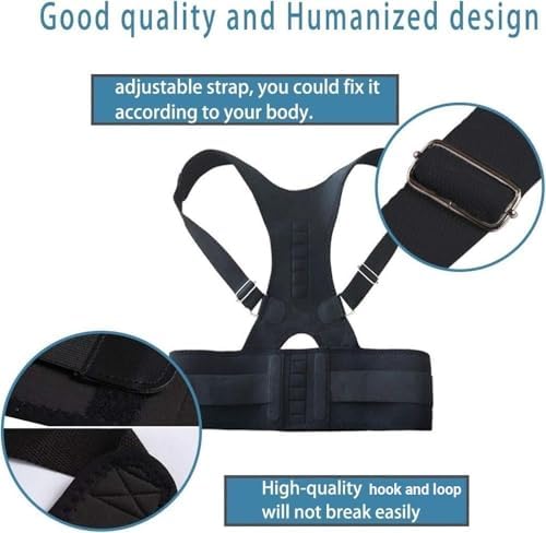 Magnetic Therapy Back Brace Posture Corrector Men's Women's Fully Adjustable Full Back Support Brace Shoulder Lumbar Support Relieves Neck, Back And Spine Pain(Large)