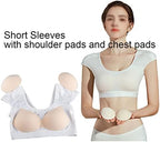 Short Sleeves with Shoulder Chest Pad Right-Angled Shoulders to Improve Slippery Narrow Collapsed Shoulders,White-1X
