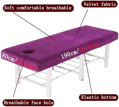 Massage Bed Sheet with Face Hole for Spa Salon, 80×190 cm/31.5×74.8 inch Massage Table Cover Washable Crystal Velvet Fabric, Elastic Cord for Facial Couch and Table(Camel)