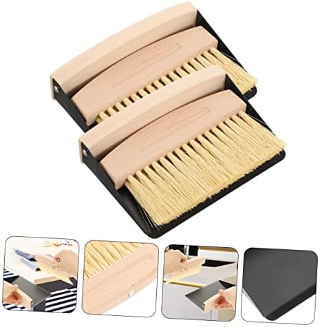 Healeved 2sets Car Air Desktop Broom Kit Mini Brush and Dustpan Keyboard Cleaner Duster for Air Vent Computer