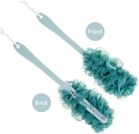 Back Scrubber for Shower, Loofah Long Handle Bath Body Brush, Soft Nylon Mesh Sponge On a Stick for Shower Men Women Kids Elderly, Exfoliating Scrub Cleaning Luffa for All Kinds of Skin(Blue)
