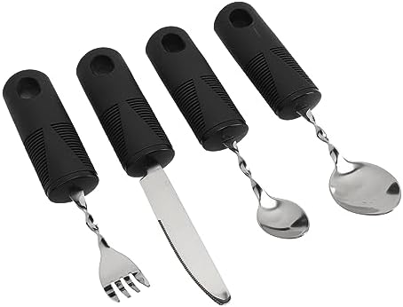 Weighted Silverware Set Ergonomic Weighted Utensils for Hand Tremor Arthritis Stainless Steel Adaptive Eating Cutlery Hygienic Easy to Use