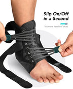Quick Lace Up Ankle Brace for Women Men with Removable Side Splints, Adjustable Ankle Support for Sprained Ankle Injury Recovery, Ankle Stabilizer for Basketball Volleyball Tennis, 1 Unit