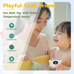 Crab Baby Bath Thermometer Toy - Digital Floating Water Thermometer with LED Display, Color Temperature Alerts & Safe Bath Sensor for Newborn, Infant Bathtub Essentials