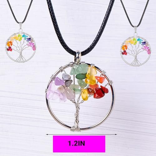 4PC Tree of Life Gift Set Red Jasper, Chakra Gemstone, Amethyst and Natural Chakra Pendant – Healing Energy Decor and Positive Vibes Gifts for Women