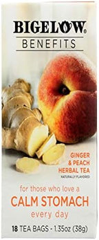 Bigelow Benefits Herbal Tea Ginger Peach, 18 Count (Pack of 2)