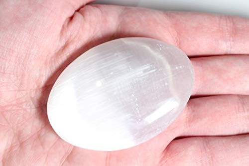 Natural White Selenite Palm Stone - Healing Crystal - Large Crystal Selenite Spiritual Healing Massage Stone