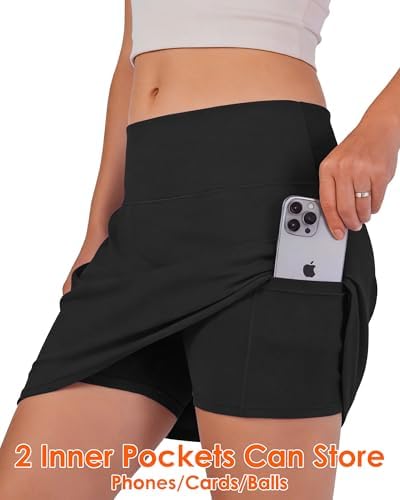 Tennis Skirts for Women with Shorts, High Waisted Golf Skort Stretchy Athletic Skirts for Running Workout Gym