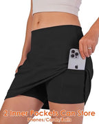 Tennis Skirts for Women with Shorts, High Waisted Golf Skort Stretchy Athletic Skirts for Running Workout Gym