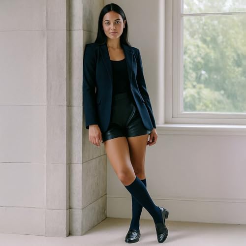 CALZITALY 4 x Opaque Knee-Highs | Trousers Everyday Socks | Black, Blue | 40 DEN | Made in Italy