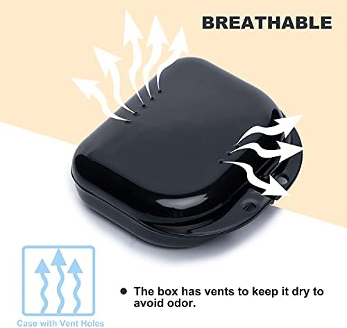 BOOMIBOO Retainer Case with Vent Holes, 4 Pcs Denture Cases, Durable & Similar Mouth Guard Case for Black, White, Yellow and Blue - Tight Snap Lock, Easy to Use