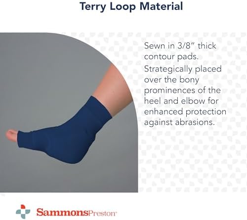 Sammons Preston Premium XXX-Large Heel/Elbow Protector, Soft Foam Pad, Dual-Purpose Cushion for Heels or Elbows, Lightweight & Non-Latex Sleeve, Skin-Friendly Terry Fabric, Sold in Pairs