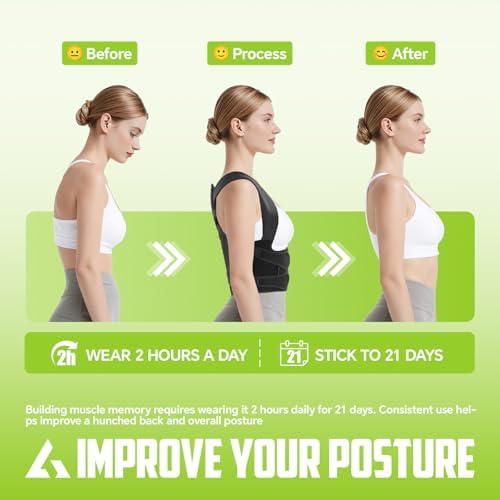 Back Brace Posture Corrector for Women and Men, Full Back Support Straps Straightener, Hunchback Improve Posture-Shoulder, Lumbar and Upper Lower Back Pain Relief (Black, M)
