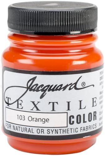 Jacquard Textile Color Orange - Permanent Fabric Paint for Clothes, Furniture Upholstery, Shoes or Tote Bags – Indoor & Outdoor Fabric Paint – 8 Oz Jar, Upholstery Fabric Paint