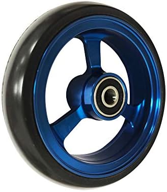 RIANTWHEEL, 4 X 1.0 inch, Solid, PU Wheels, Wheelchair Casters, Aluminum Rim, one Pair (Blue)