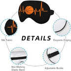 Basketball Heartbeat Eye Mask Sleeping Mask Excitement Sport Orange Black Sleep Masks Silky Soft Eye Cover for Women Men Shading Blindfold for Air Travel Sleeping