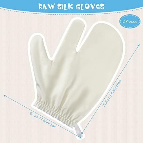 Leelosp 2 Pieces Raw Silk Garshana Gloves Ayurvedic Massaging Mitts Raw Silk Gloves Dry Massage Brush Gloves Exfoliating Gloves Bath Scrubbing Massage Shower Gloves for Women