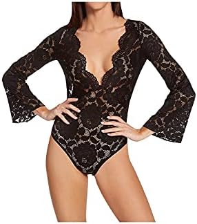 Shirley of Hollywood Women's All Over Stretch Lace Teddy, 25777, Black, L