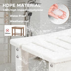 FLYJOE Shower Bench for Shaving Legs, Waterproof HDPE Chair Seat With Storage Shelf and Handles, Spa Stool for Bath Tub Bathroom Indoor Outdoor Use, White