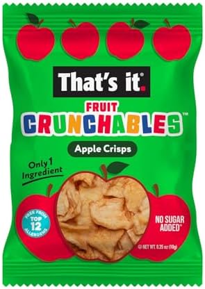 That's it. Fruit Crunchables (15 Pack) Apple Crisps healthy snacks for kids, Plant-Based, Non-GMO, Gluten-Free, No Sugar Added - Healthy Snack for lunch box 100% Natural Crunchy Fruit Snack