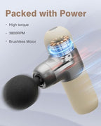 Morelax Mini Massage Gun Deep Tissue, Portable Percussion Muscle Massager for Whole Body Pain Relief, Electric Handheld Sport Massager with 6 Massage Heads 4 Speed, Best Gift (Silver Beige)