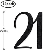Black Glitter 21st Birthday Centerpiece Sticks, 12-Pack Number 21 Table Topper Anniversary Party Decorations