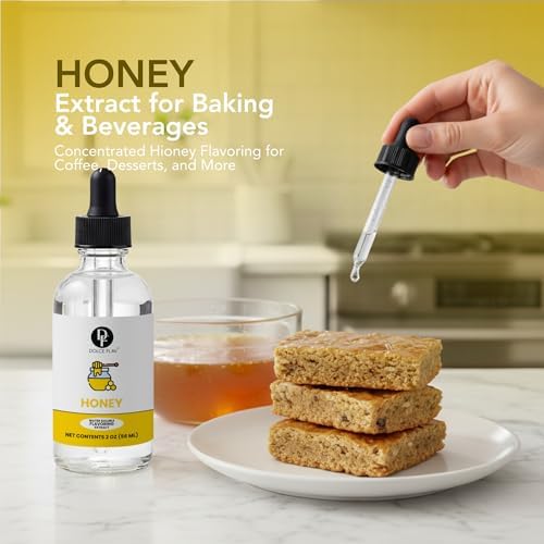 Dolce Flav Natural Honey Extract – Natural Wildflower Honey Flavoring for Coffee, Baking & Desserts | Water-Soluble, Sugar-Free, Alcohol-Free, Kosher | 2 oz with Measured Dropper