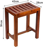 Wooden Shower Stool/Walnut Non-Slip Large Spa Bath Chair | Waterproof Bathroom Seat Bench for Elderly | Living Room/Kitchen/Bedroom/Home Footstool, 42X28X50 cm