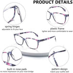 CLASAGA Progressive Multifocus Reading Glasses for Women, Pattern Print Blue Light Block Stylish Ladies Computer Readers