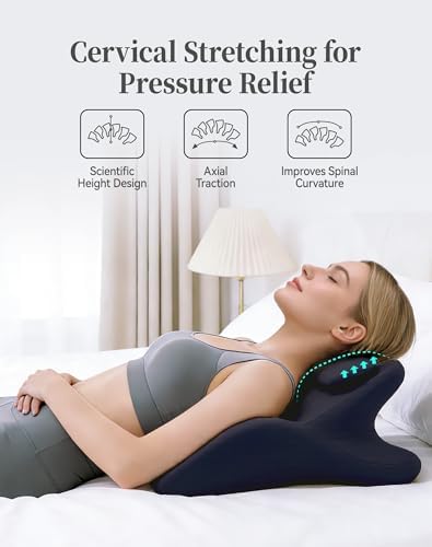 Memory Foam Wedge Pillow Ergonomic Reading Pillow, Comfortable and Supportive Back Support Prone Pillow to Relax Neck and Back for Reading, Watching TV, Sleeping on Your Stomach in Bed-Navy Blue