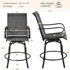 Yaheetech Patio Swivel Barstools Outdoor Chairs Set of 4, High Bistro Stools Outdoor Furniture, All-Weather Patio Stools for Outside, Beach, Lawn, Poolside and Garden, Black