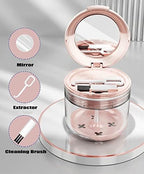 MURRI&MURRDI Retainer Mouth Guard Soak Container Box, Denture Bath Case with Strainer Basket, Braces Cleaner Cup Leak Proof, Travel Cleaning Storage Holder for Aligners Dental, Pink