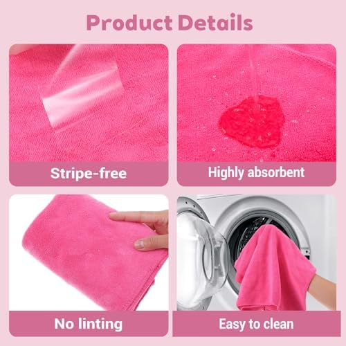 6 Pcs Multicolor Extra Large Microfiber Cleaning Cloth 30 x 20 Inch Reusable Thick Cleaning Towel Washable Solid Color Microfiber Towel for Home Office Window Cars Glass