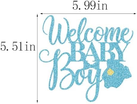 Welcome Baby Boy Cake Topper - Baby Shower-Newborn Gender Reveal Party Decorations (Blue Flash)